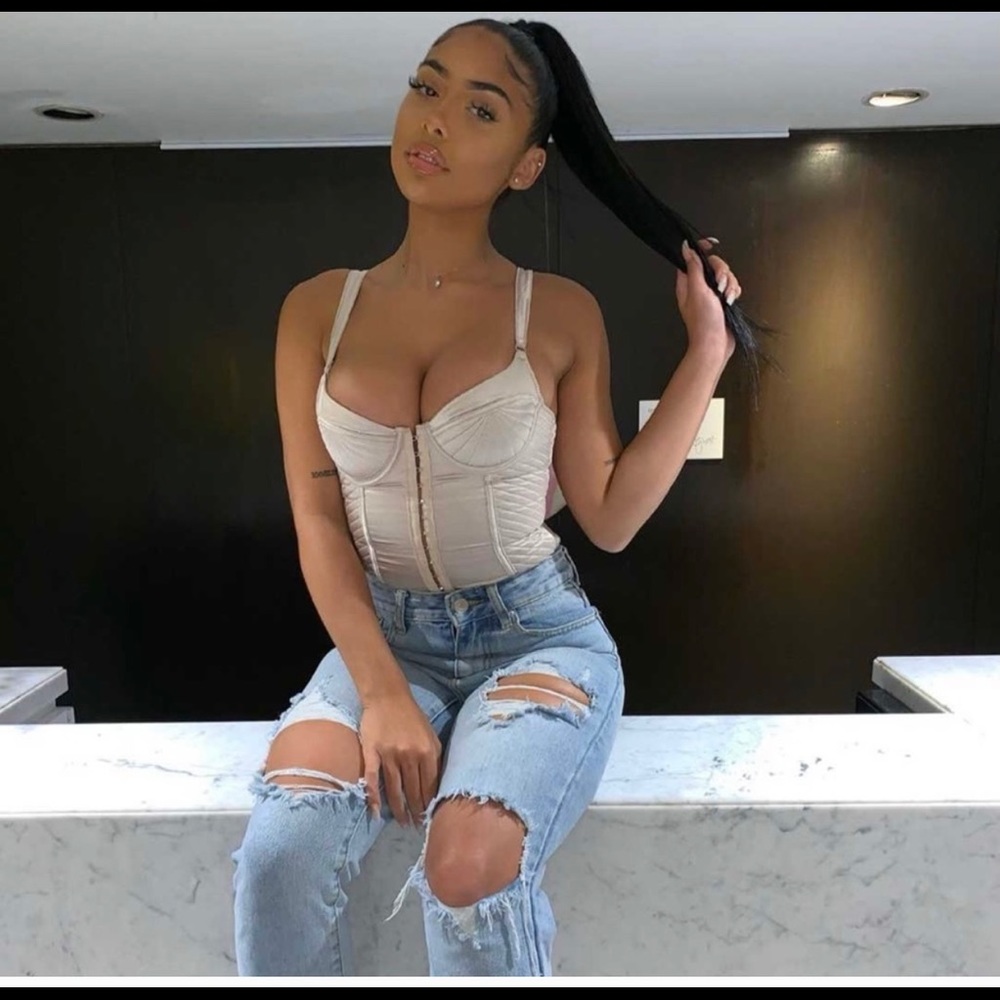Brand new quilted champagne house of CB bodysuit